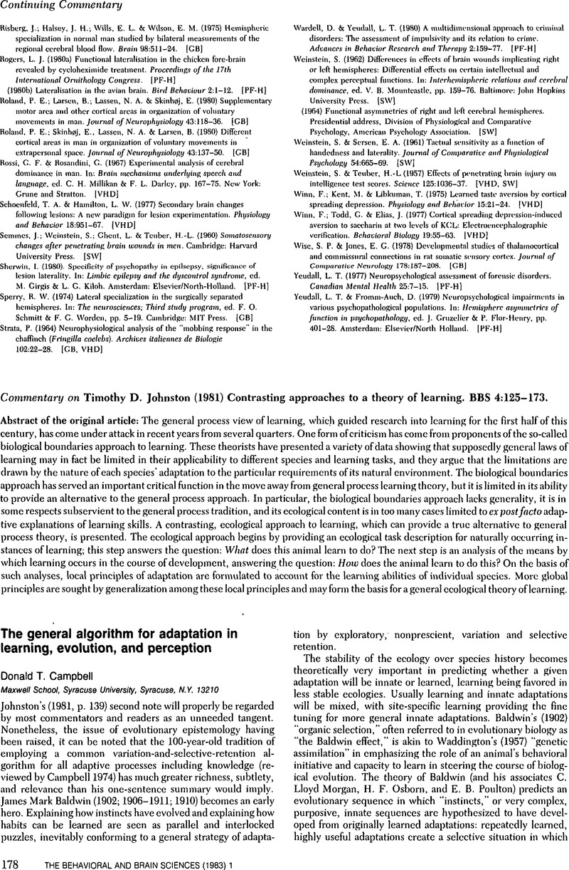 On measuring canalized behavior Behavioral and Brain Sciences