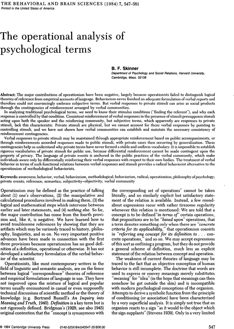 Radical behaviorism and theoretical entities Behavioral and