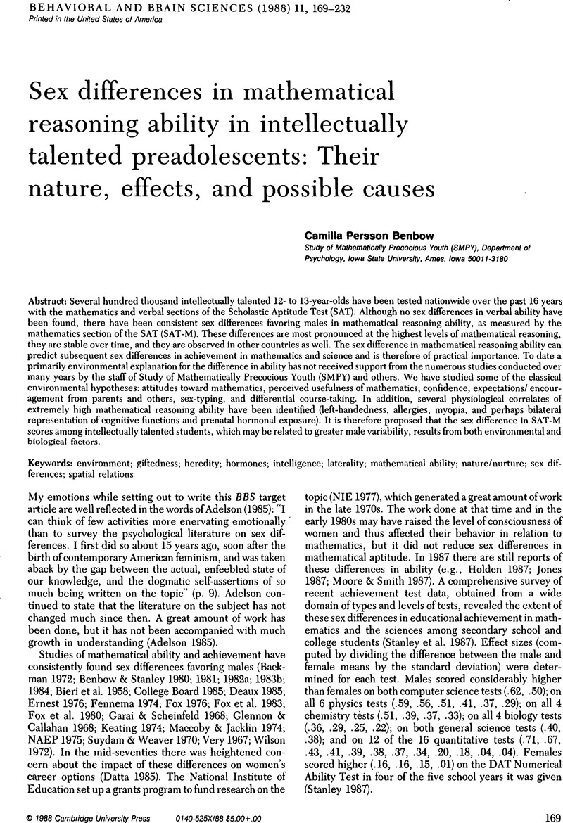 Bias And Sampling Error In Sex Difference Research Behavioral And Brain Sciences Cambridge Core