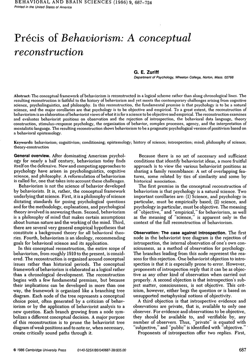 research study about behaviorism pdf