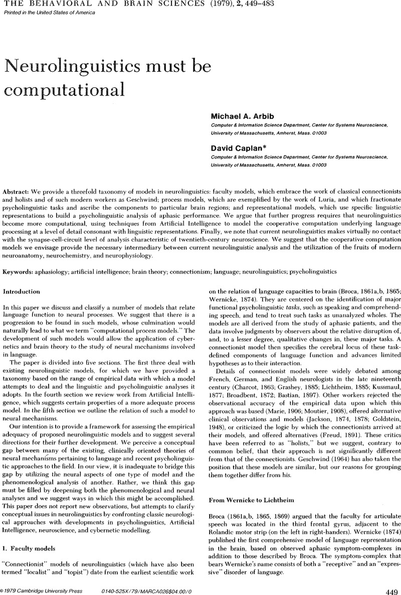 Constraining models in neurolinguistics | Behavioral and Brain Sciences ...