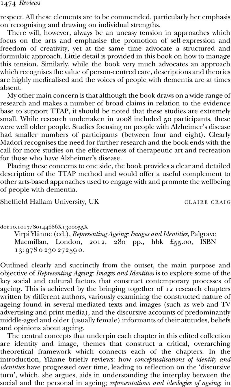 Representing Ageing: Images and Identities