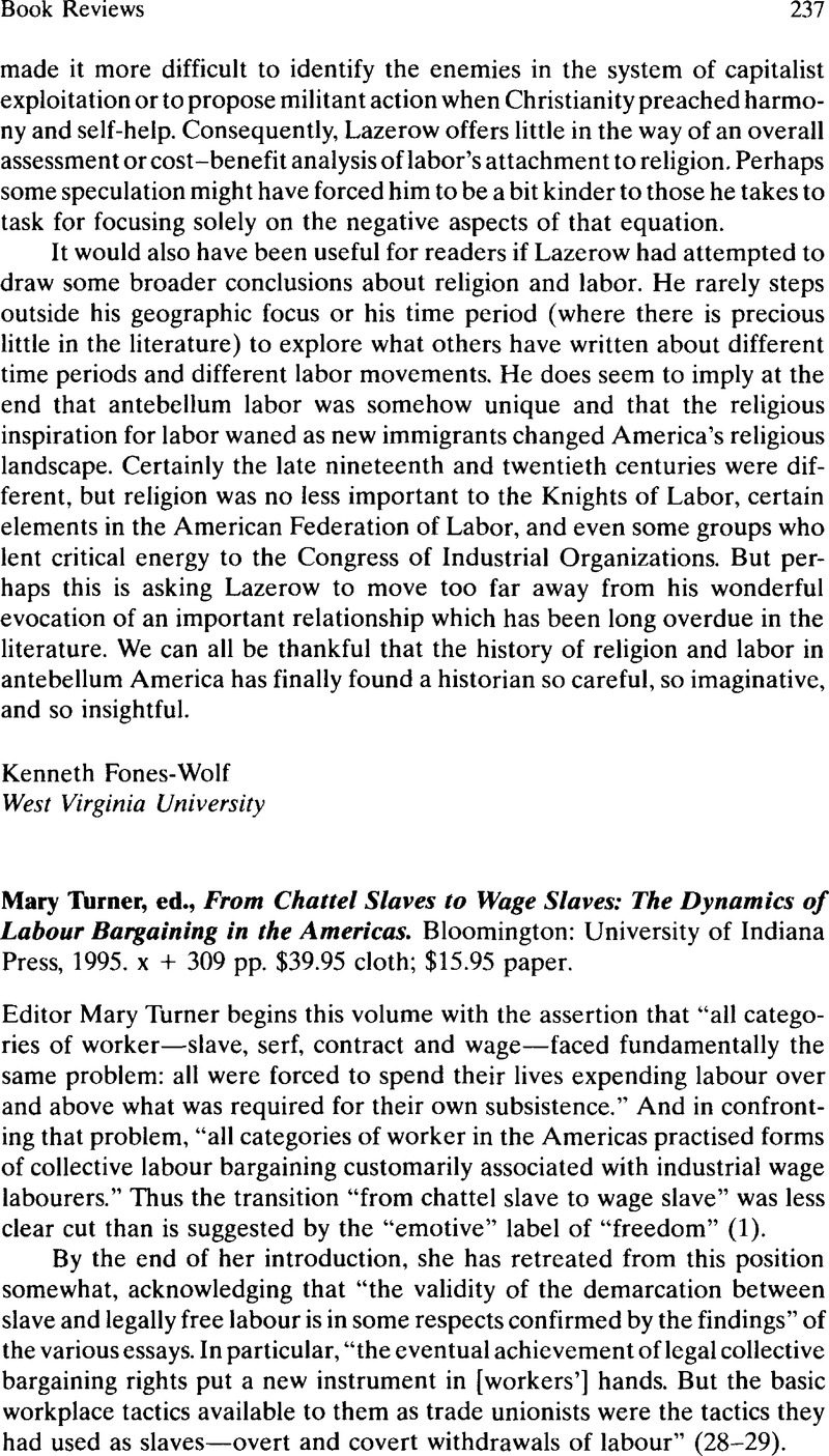 Mary Turner, ed., From Chattel Slaves to Wage Slaves The Dynamics of