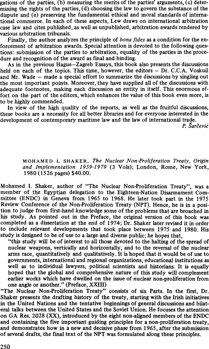 Mohamed I. Shaker, The Nuclear Non-Proliferation Treaty, Origin and ...