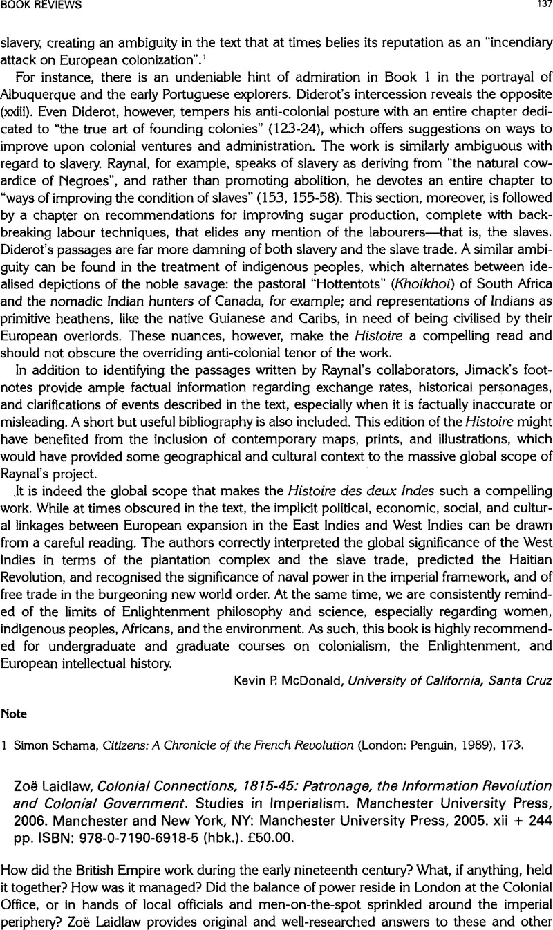 Colonial Connections, 1815-45: Patronage, the Information Revolution and Colonial Government