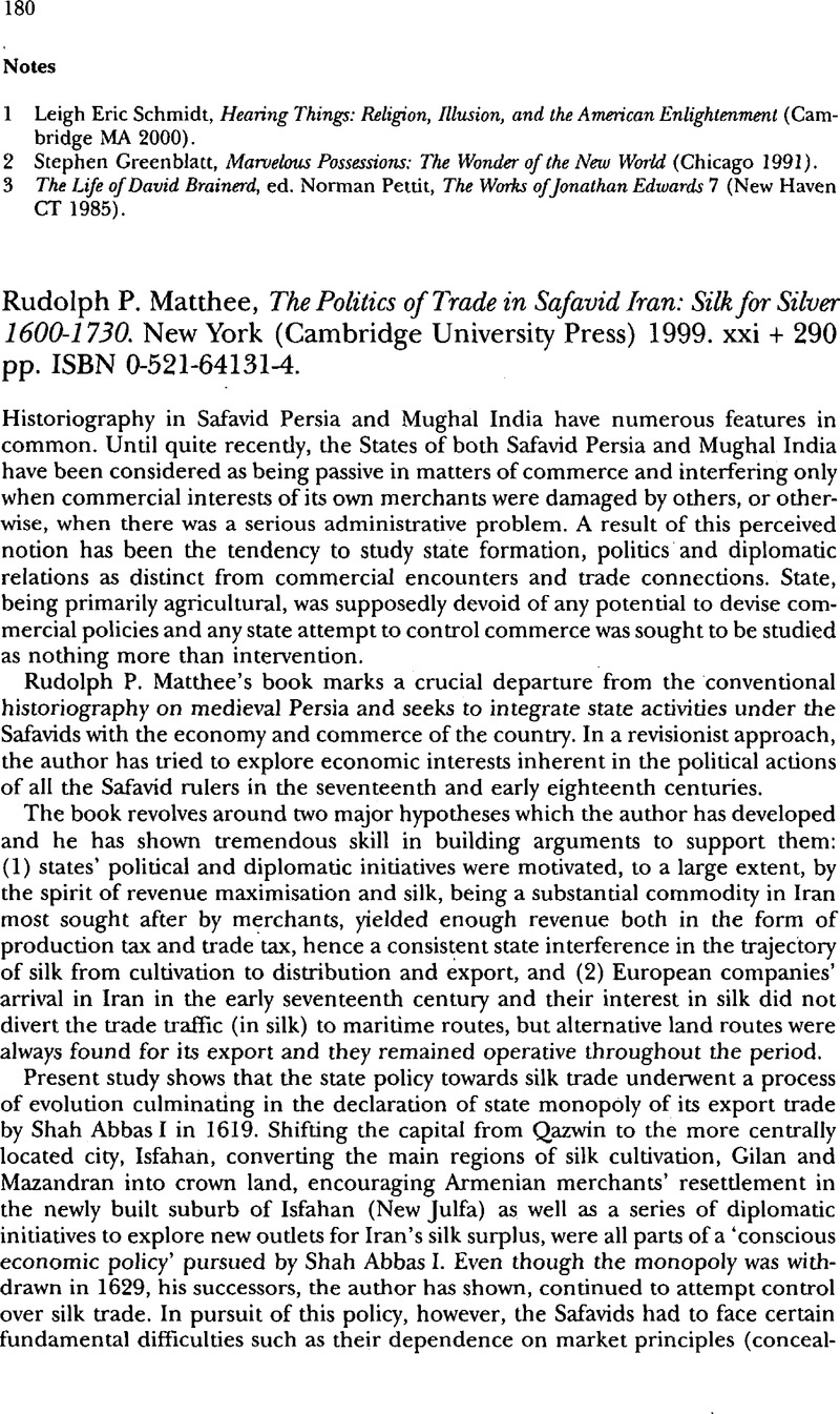 Rudolph P. Matthee, The Politics of Trade in Safavid Iran: Silk for ...