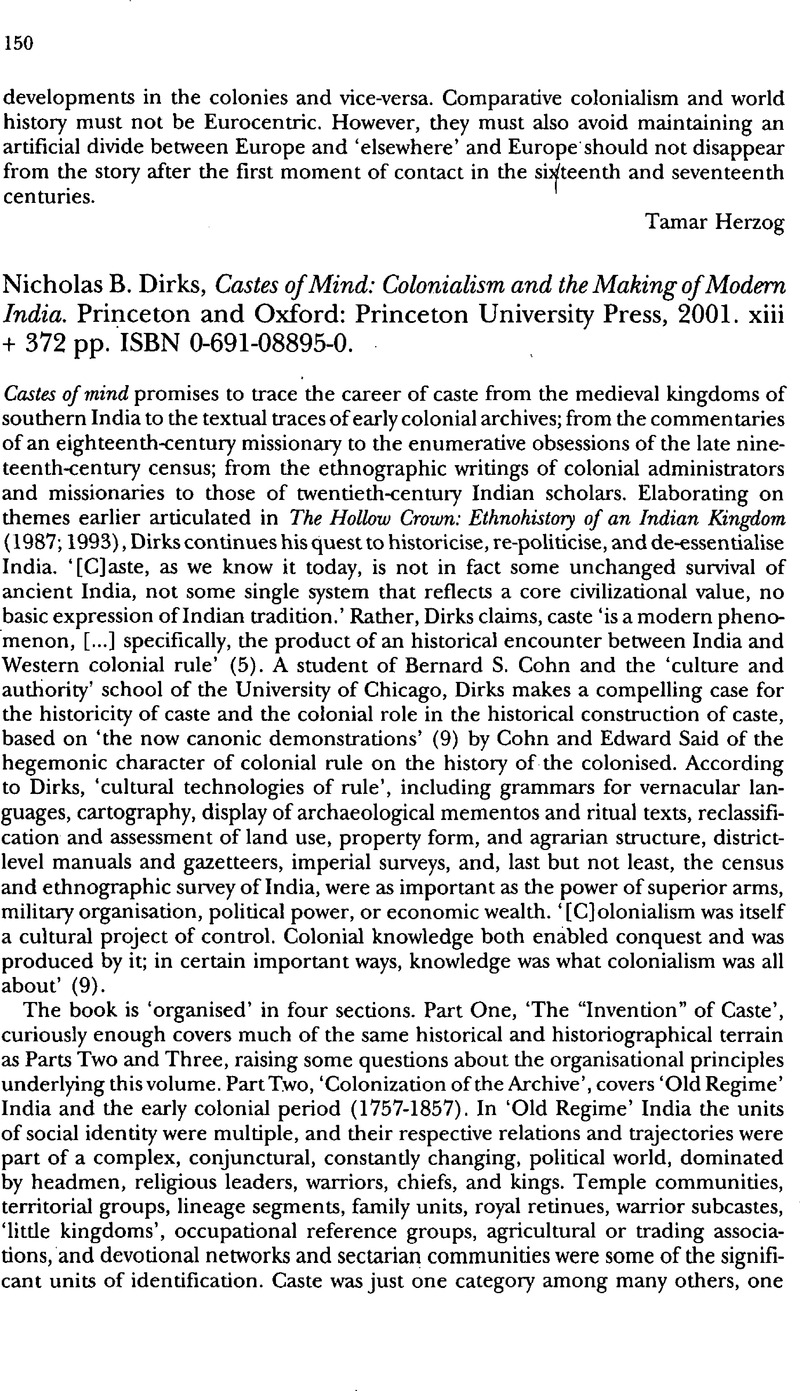 Nicholas B. Dirks, Castes Of Mind: Colonialism And The Making Of Modern ...