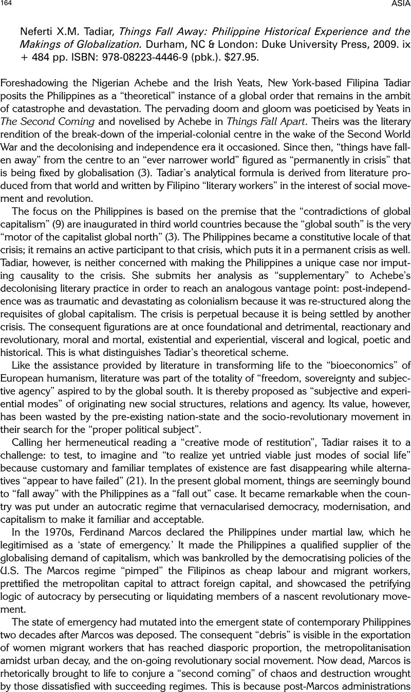 Neferti X.M. Tadiar, Things Fall Away: Philippine Historical Experience ...