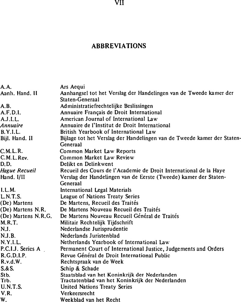 Abbreviations | Netherlands Yearbook of International Law | Cambridge Core