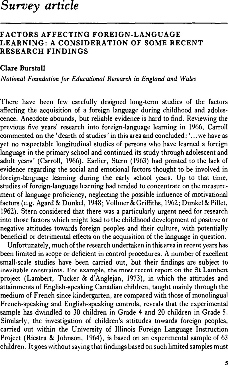 research article about english language