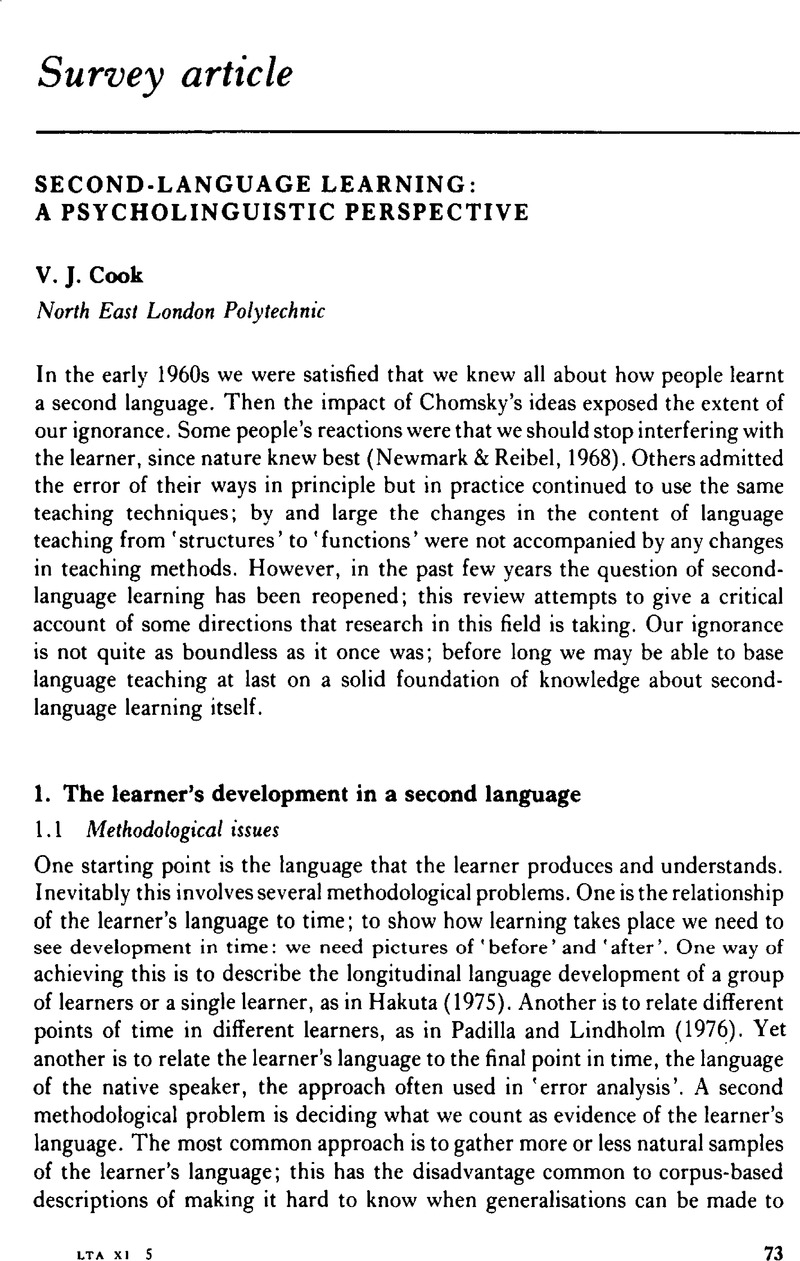 research paper on second language learning
