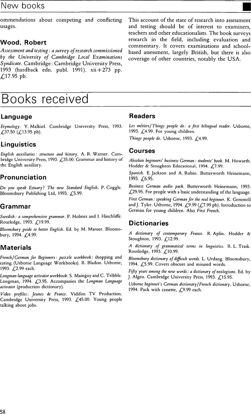 Books received Language Teaching Cambridge Core