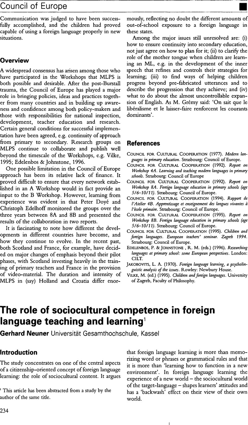 The role of sociocultural competence in foreign language teaching and ...