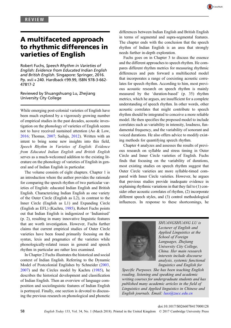 A multifaceted approach to rhythmic differences in varieties of English ...