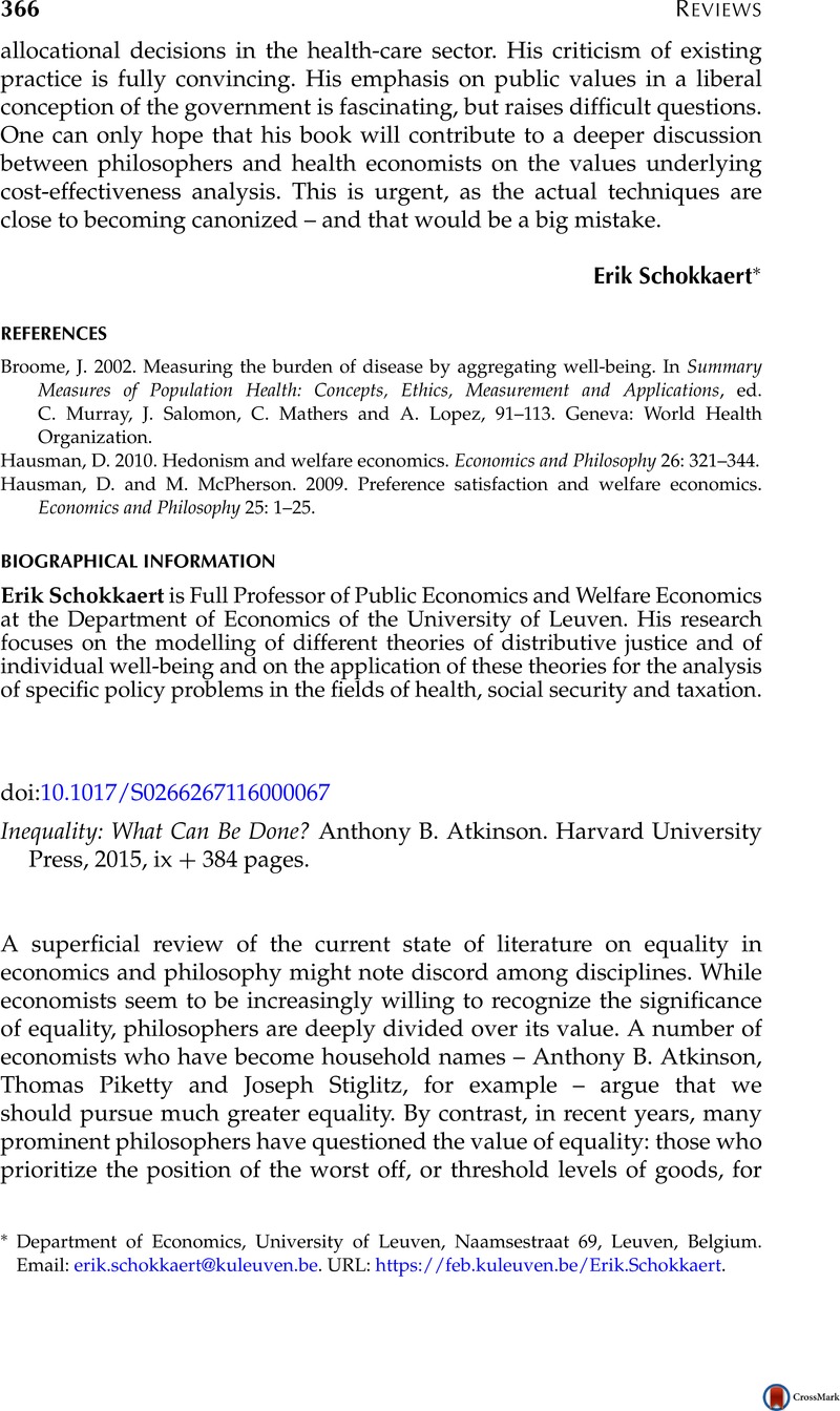 Inequality: What Can Be Done?Anthony B. Atkinson. Harvard University ...