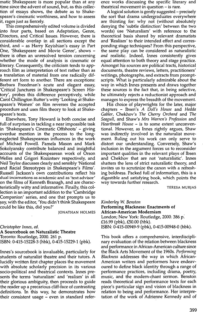Performing Blackness: Enactments of African-American Modernism