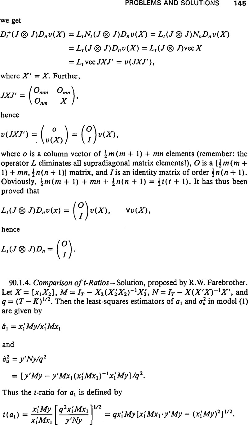 Comparison of t-Ratios | Econometric Theory | Cambridge Core