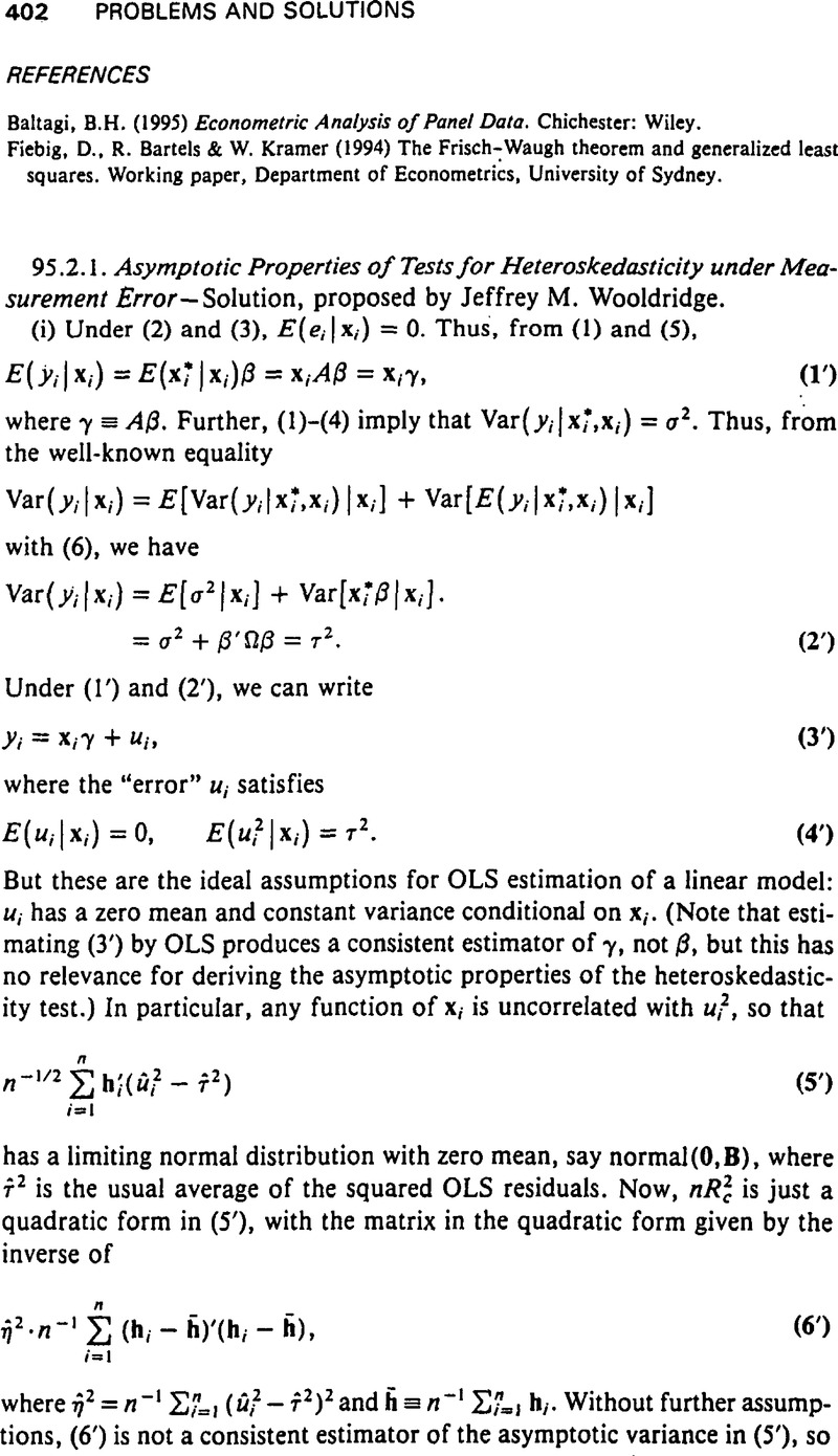 Solutions: Asymptotic Properties of Tests for Heteroskedasticity under ...