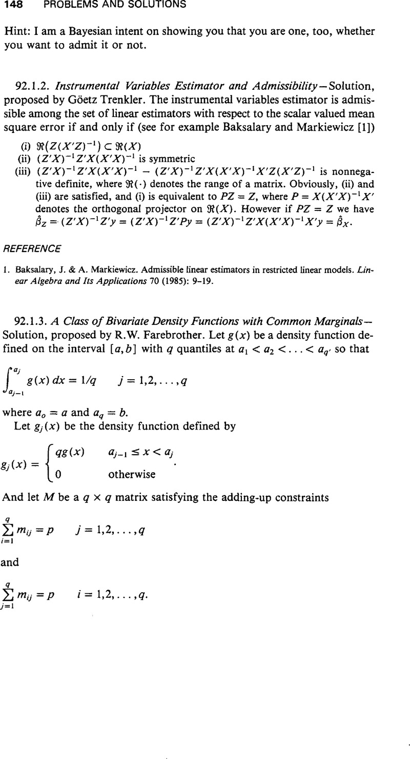 Instrumental Variables Estimator And Admissibility Econometric Theory Cambridge Core