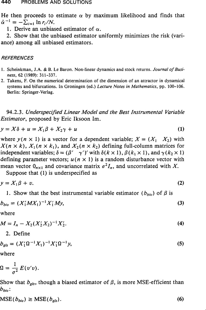 Underspecified Linear Model And The Bestinstrumental Variable Estimator Econometric Theory