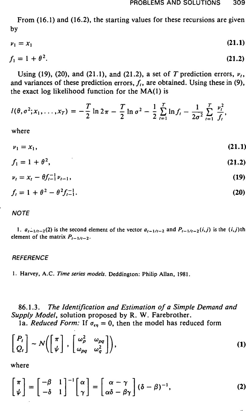 The Identification and Estimation of a Simple Demand and Supply Model ...