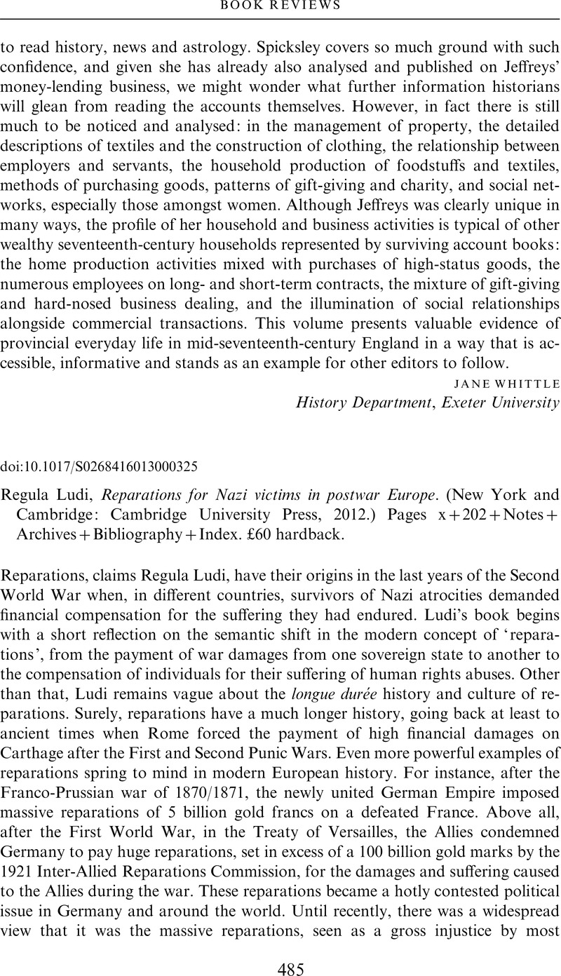 Reparations for Nazi Victims in Postwar Europe