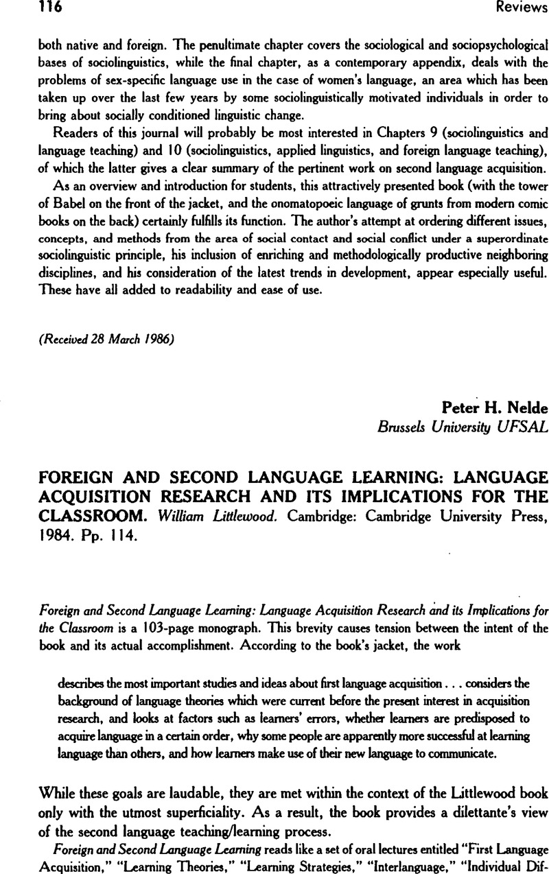 second language acquisition articles