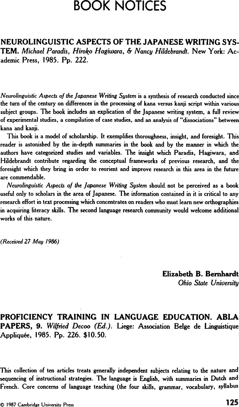 NEUROLINGUISTIC ASPECTS OF THE JAPANESE WRITING SYSTEM. Michael