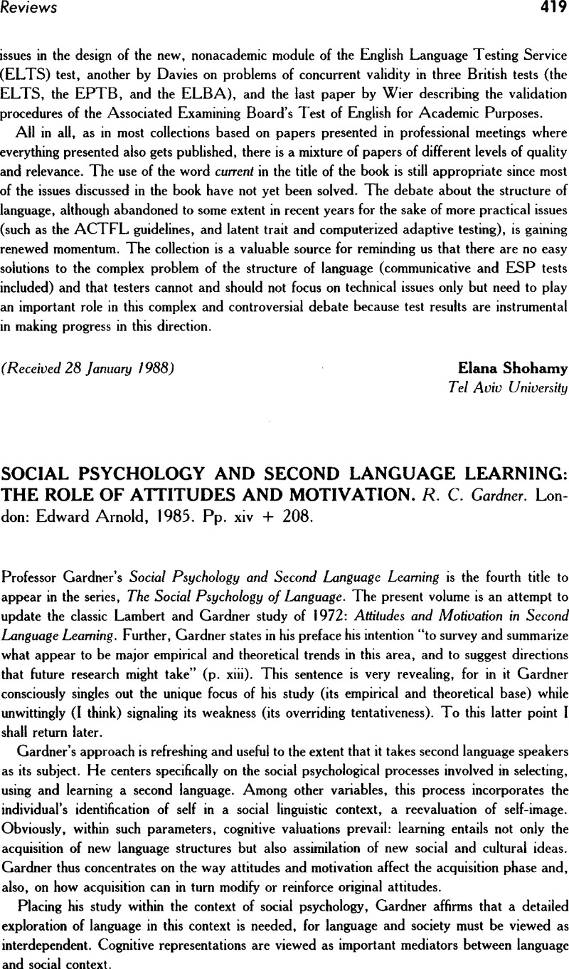 Social Psychology And Second Language Learning The Role Of Attitudes 