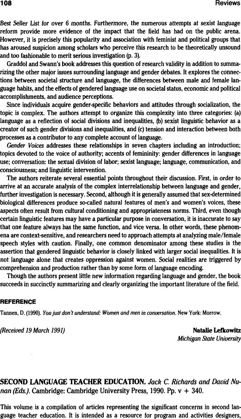 SECOND LANGUAGE TEACHER EDUCATION. Jack C. Richards and David Nunan