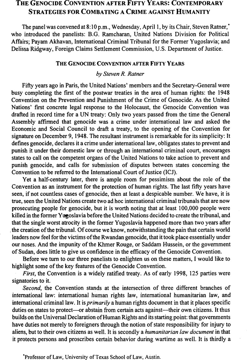 The Genocide Convention After Fifty Years Proceedings Of The Asil Annual Meeting Cambridge Core 3293