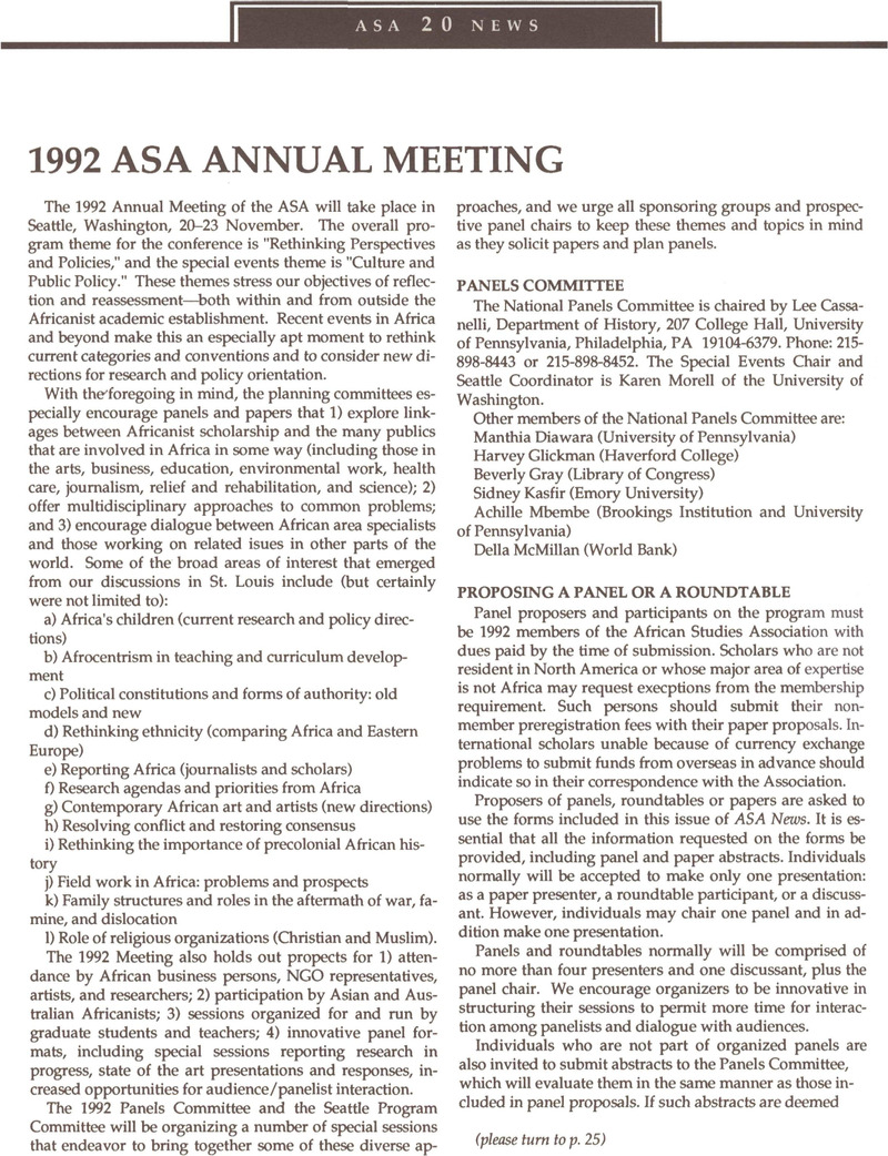 1992 ASA Annual Meeting ASA News Cambridge Core