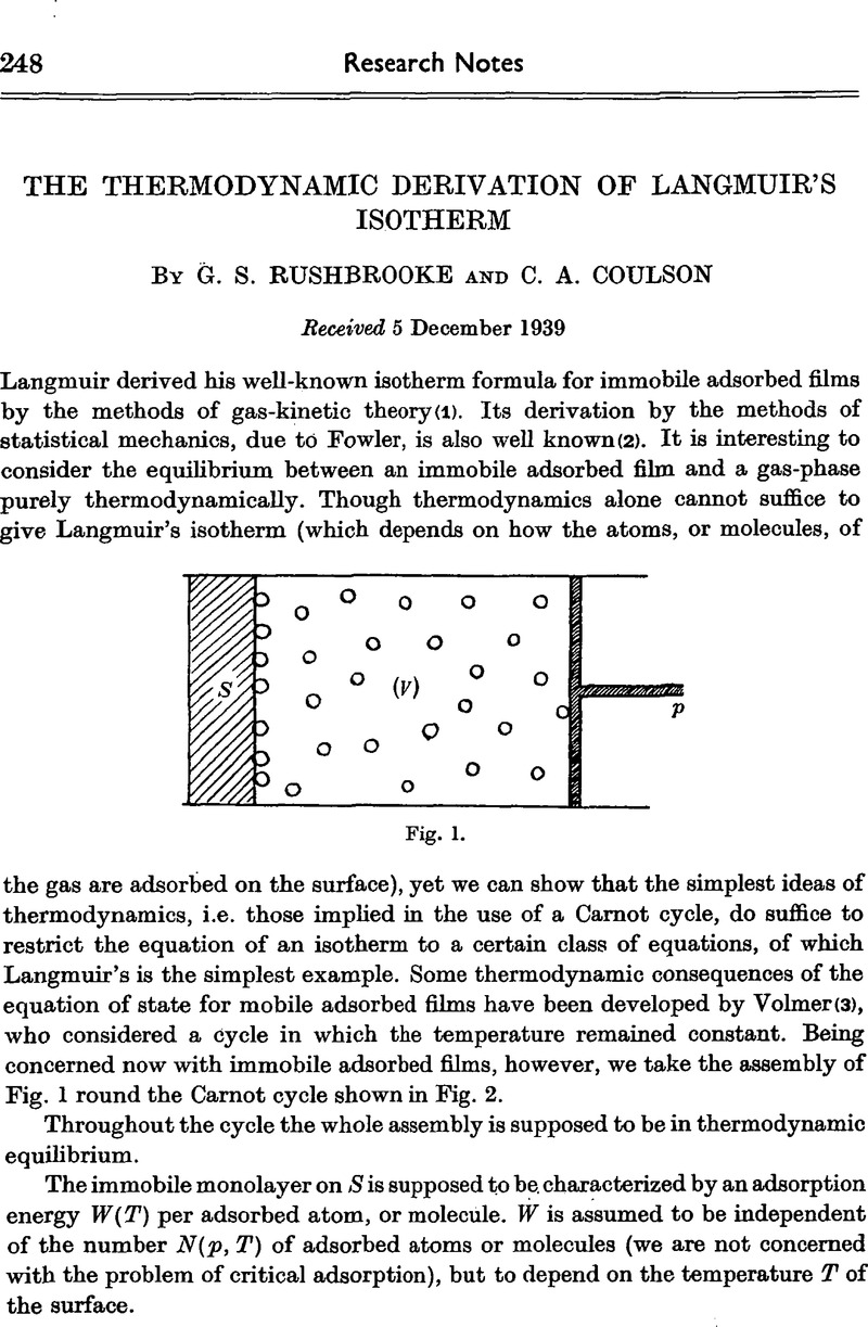 the-thermodynamic-derivation-of-langmuir-s-isotherm-mathematical