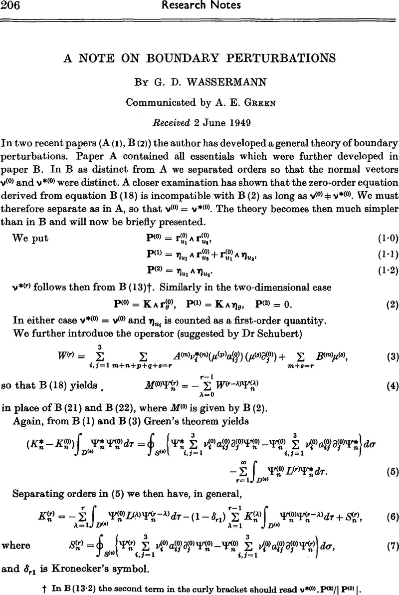 A note on boundary perturbations | Mathematical Proceedings of the ...