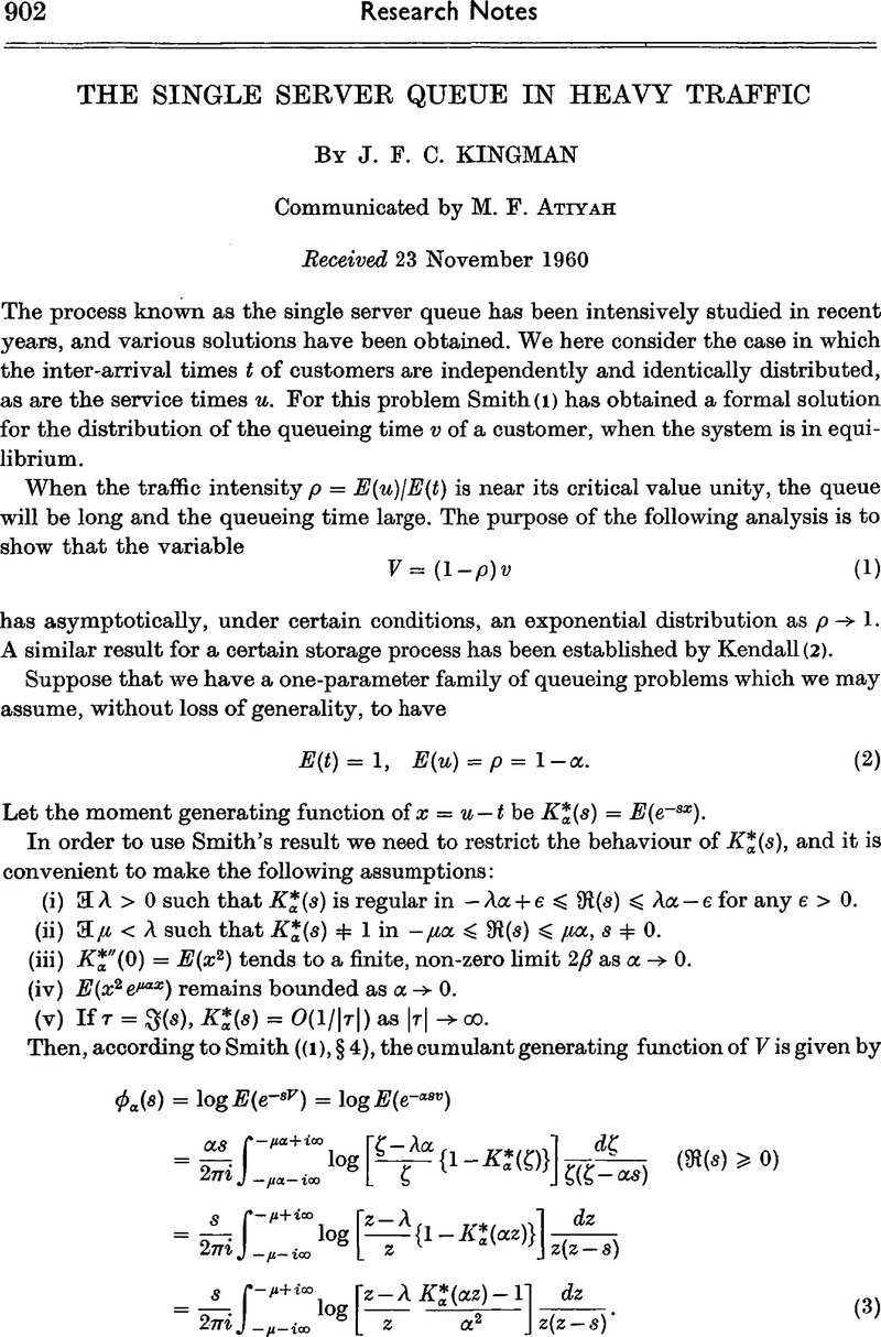 The single server queue in heavy traffic | Mathematical Proceedings of ...