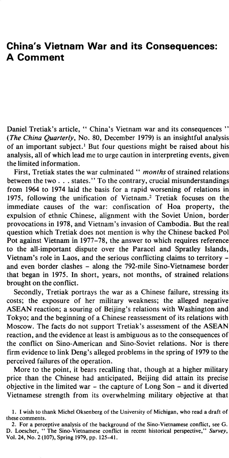 China's Vietnam War and its Consequences: A Comment | The China ...