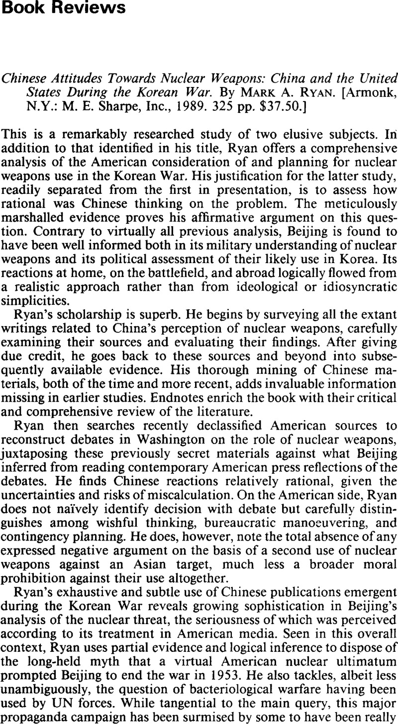Chinese Attitudes Towards Nuclear Weapons China and the United States
