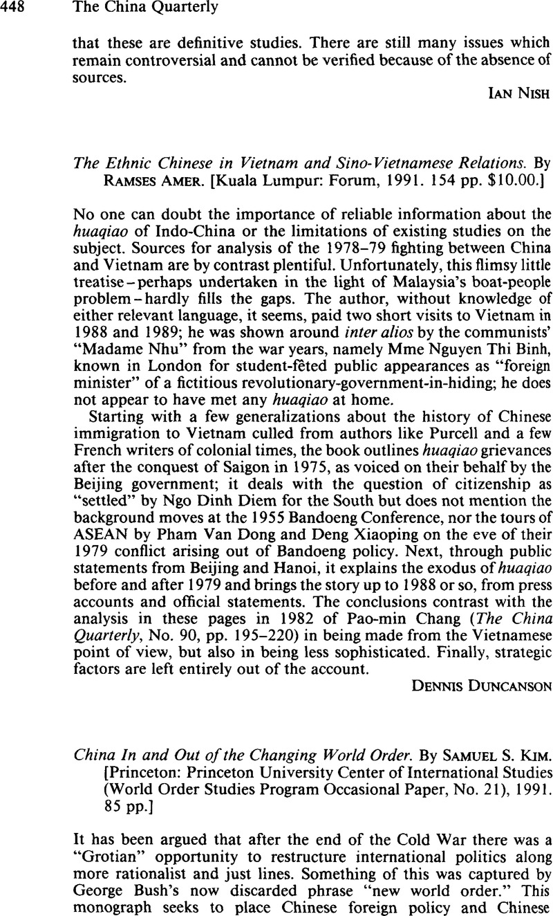 China In and Out of the Changing World Order. By Samuel S. Kim ...