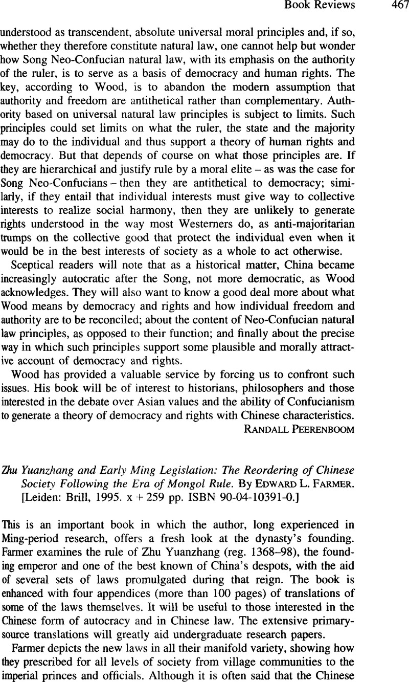 Zhu Yuanzhang and Early Ming Legislation: The Reordering of Chinese ...