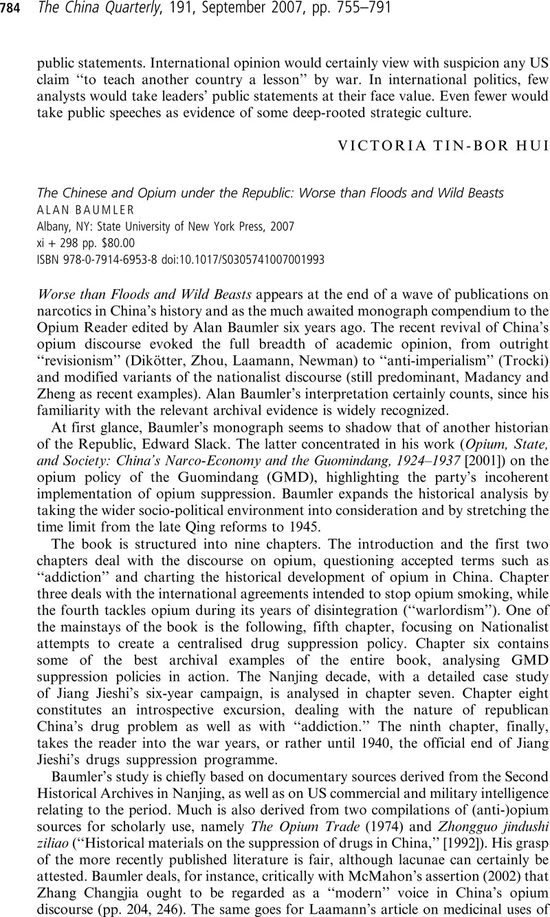 The Chinese and Opium Under the Republic: Worse Than Floods and Wild Beasts
