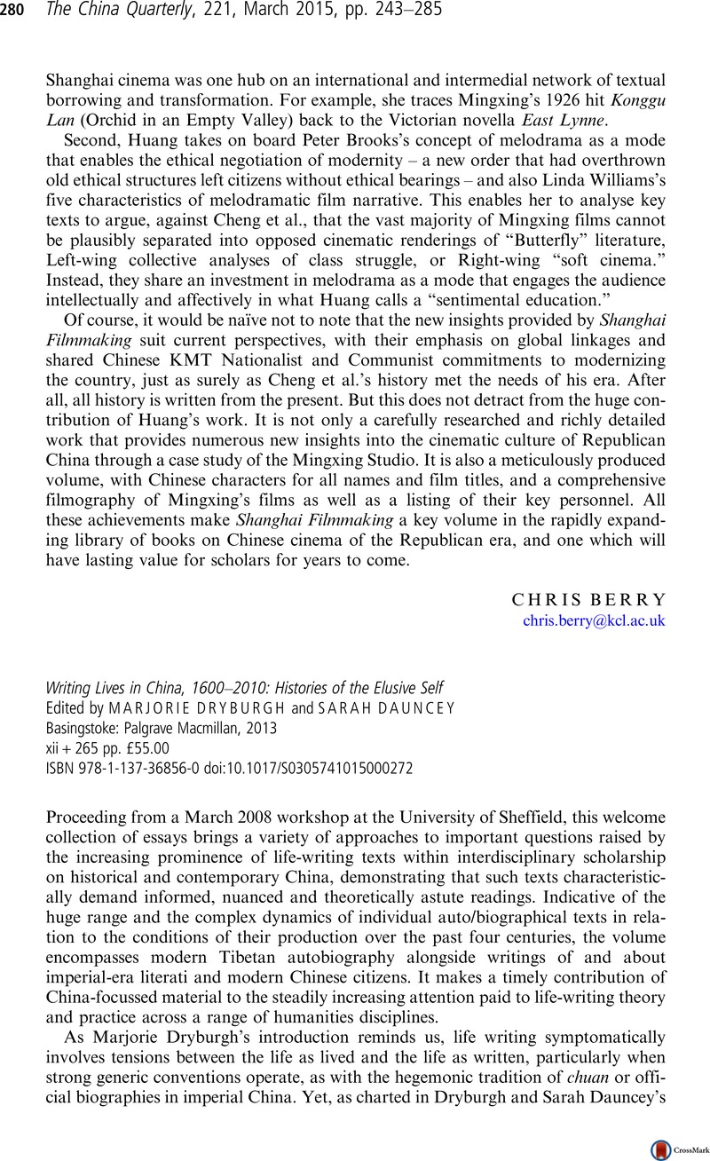 Writing Lives in China, 1600–2010: Histories of the Elusive Self