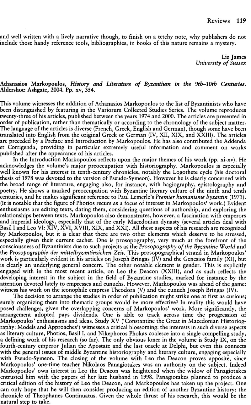 Athanasios Markopoulos, History and Literature of Byzantium in the 9th ...