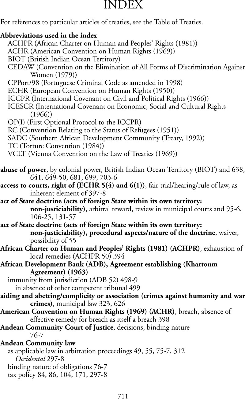 Index International Law Reports Cambridge Core