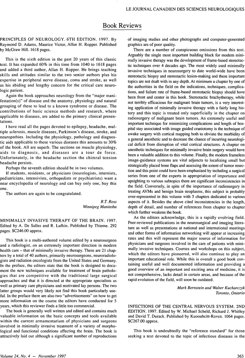 PRINCIPLES OF NEUROLOGY. 6TH EDITION. 1997. By Raymond D. Adams
