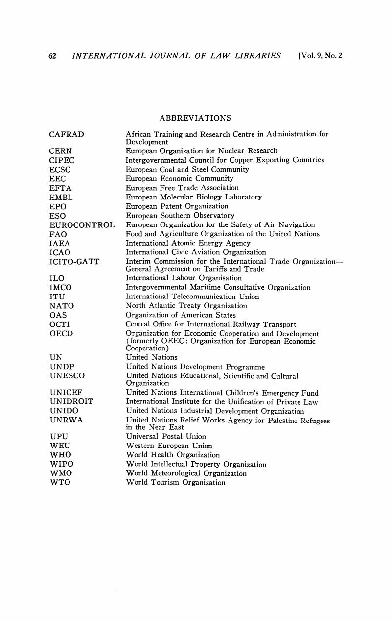 Abbreviations International Journal of Law Libraries Cambridge Core