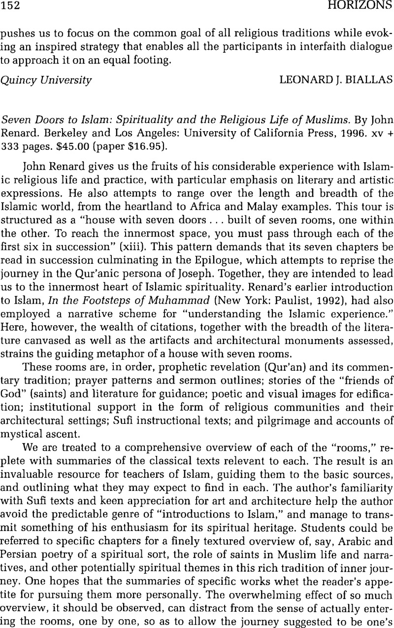 Seven Doors to Islam: Spirituality and the Religious Life of Muslims