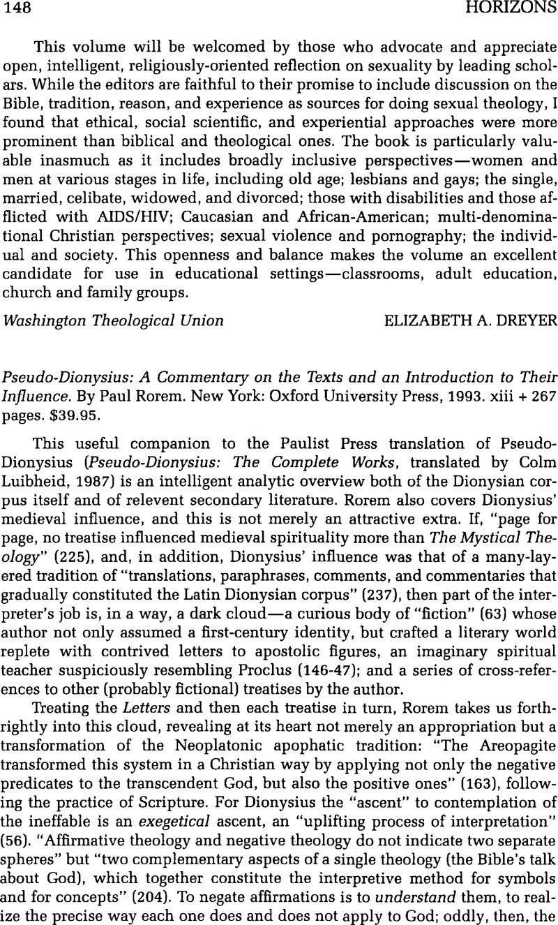 Paul Rorem Pseudo-Dionysius: A Commentary on the Texts and an Introduction to ...