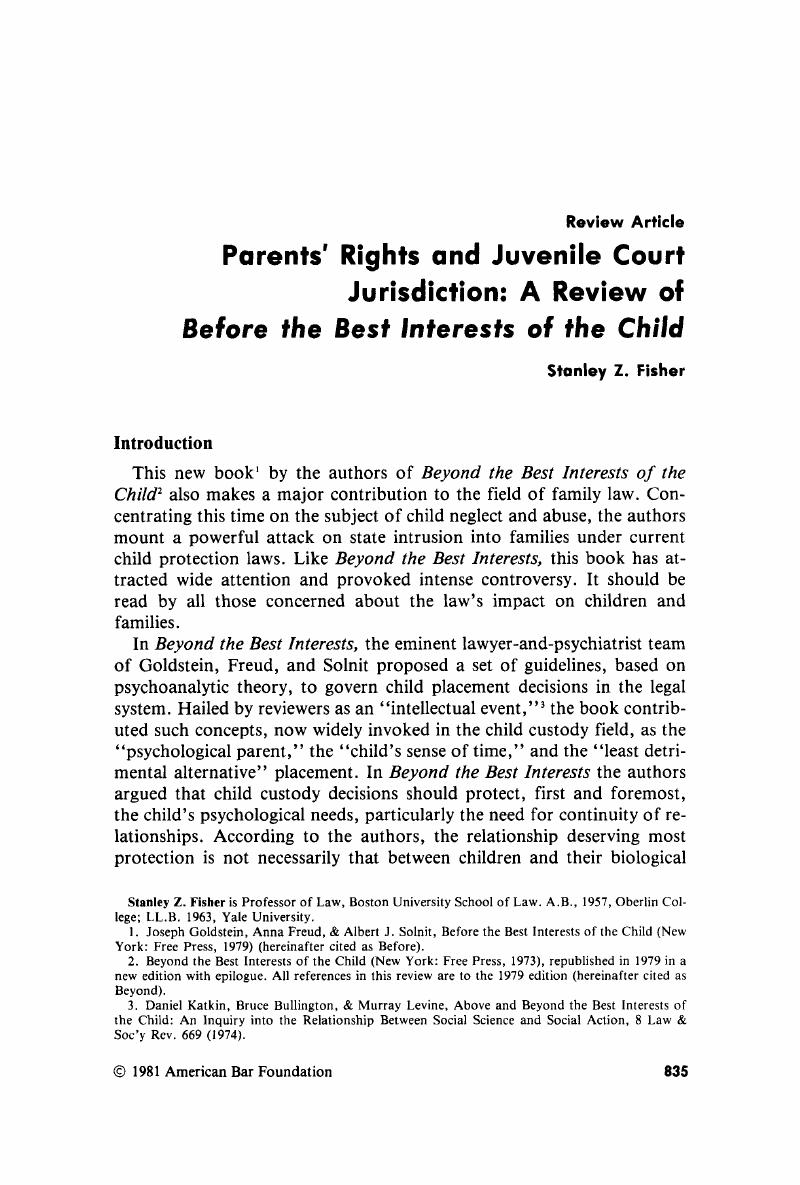 Parental Rights Summary.pdf Parents' Rights and Juvenile Court Jurisdiction: A Review of Before the ...