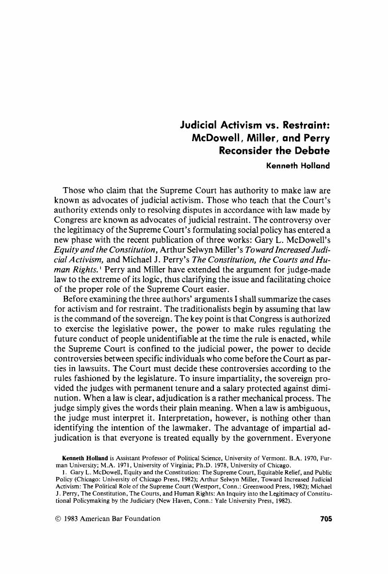 judicial activism dissertation