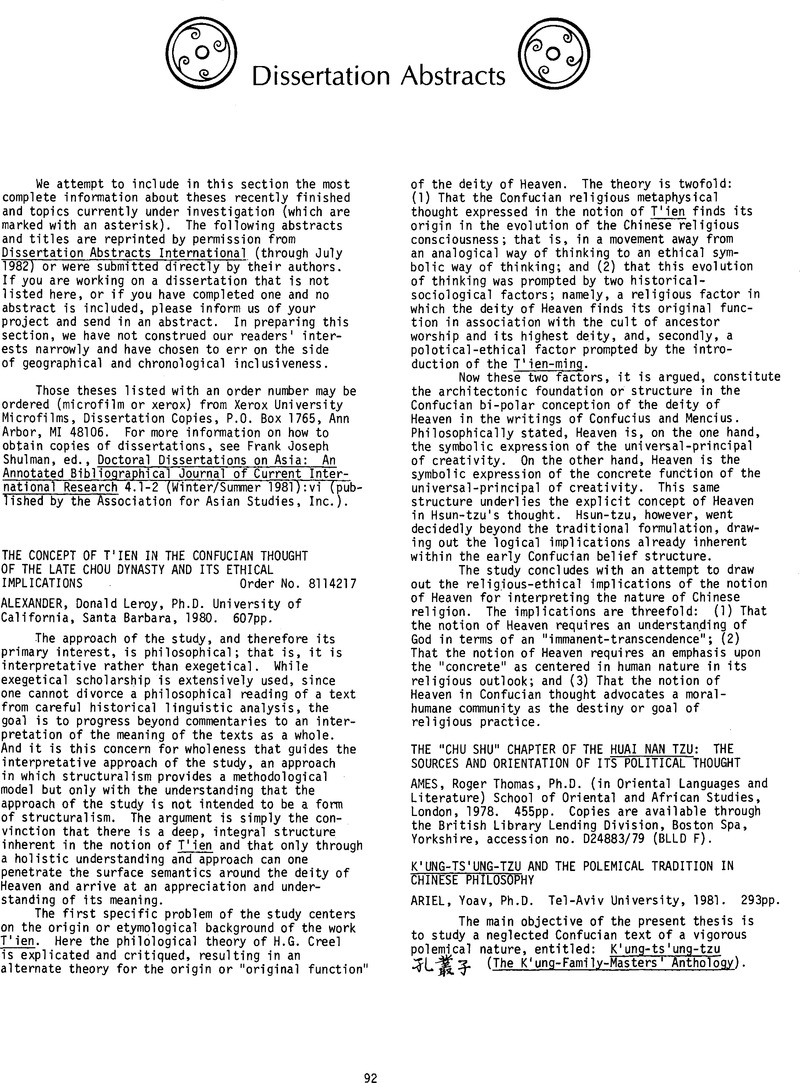 Dissertation Abstracts | Early China | Cambridge Core